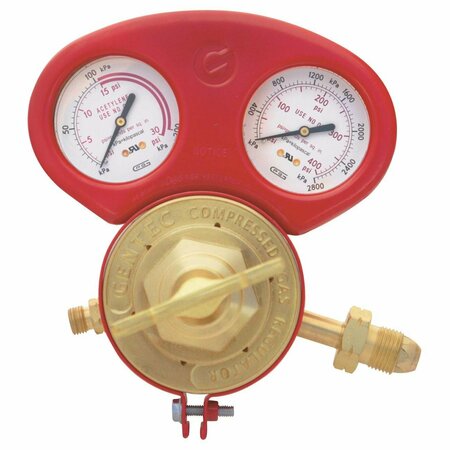 GENTEC Single Stage MD Regulator, Acetylene, CGA510, with Gauge Protector 152Y-15G